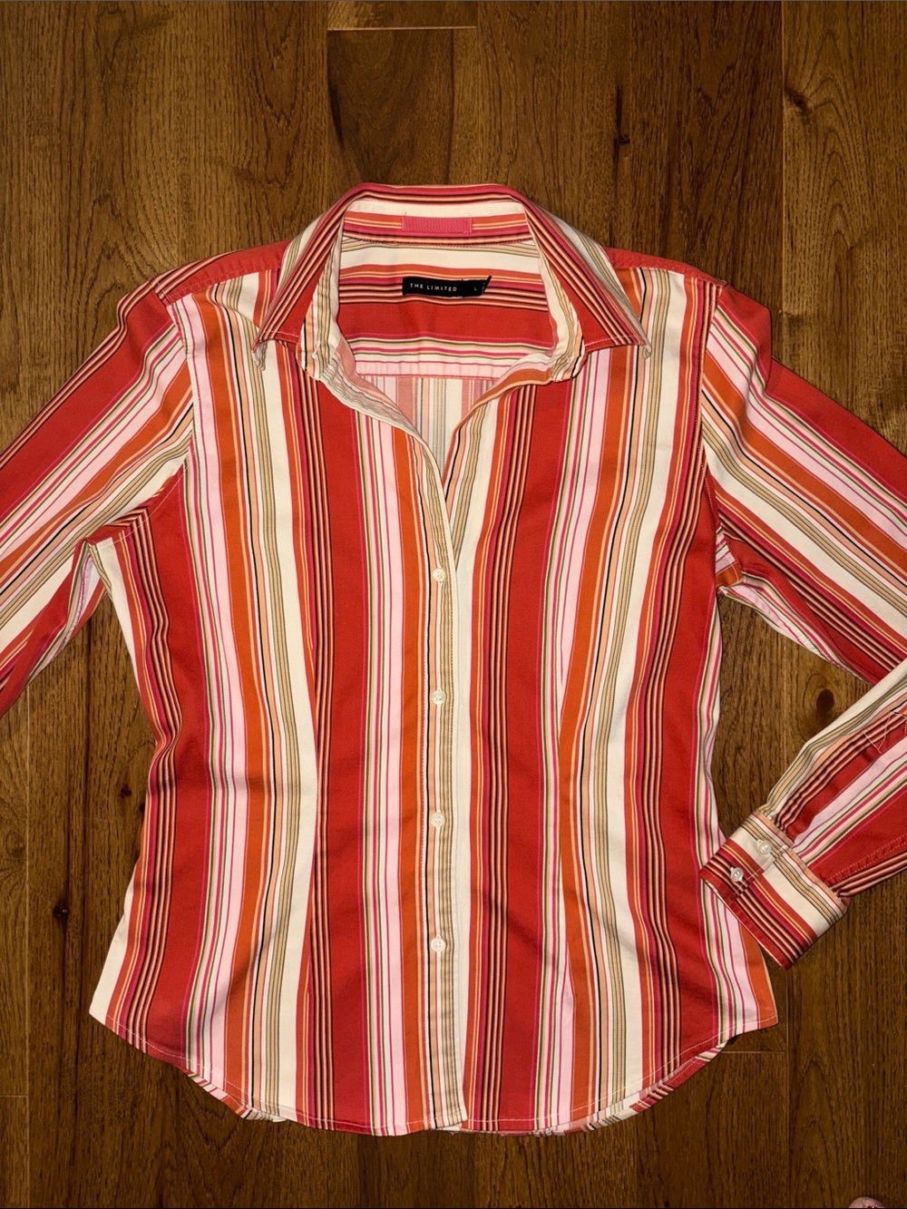 The Limited size L orange striped button down shirt